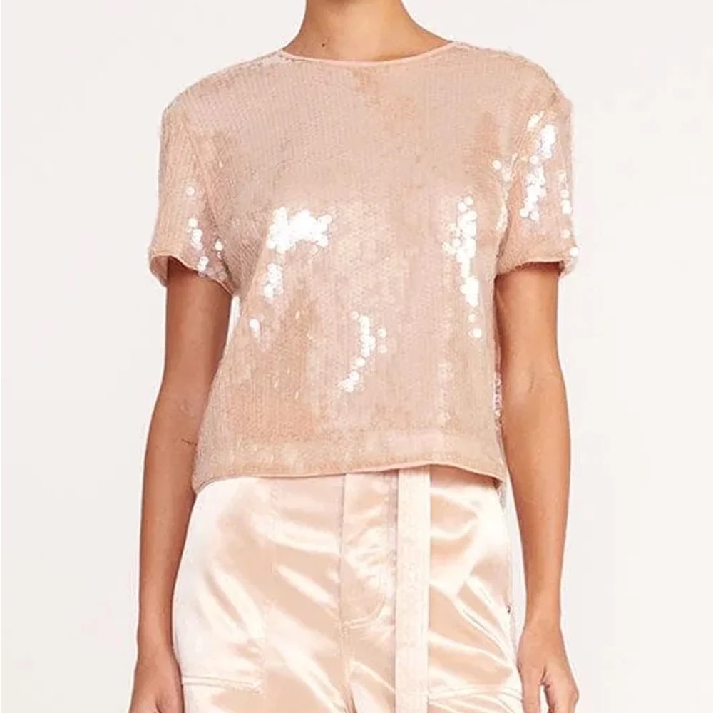 Staud quincy sequin beige top